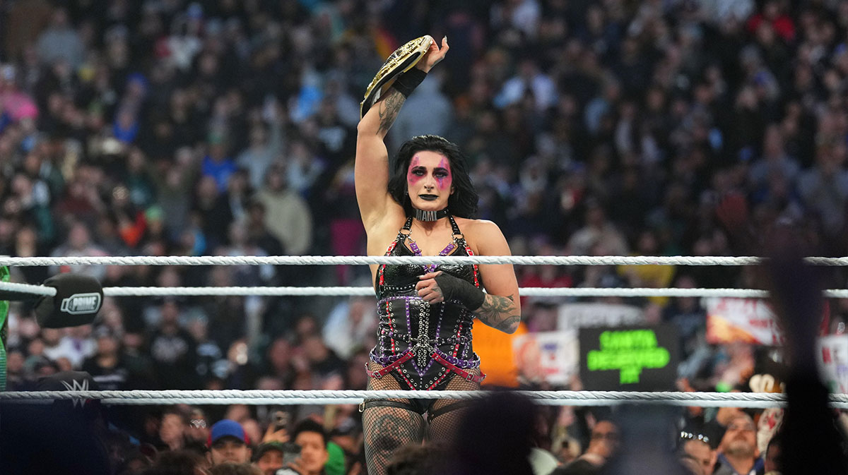 Rhea Ripley after defeating Becky Lynch at WrestleMania XL on April 6, 2024.