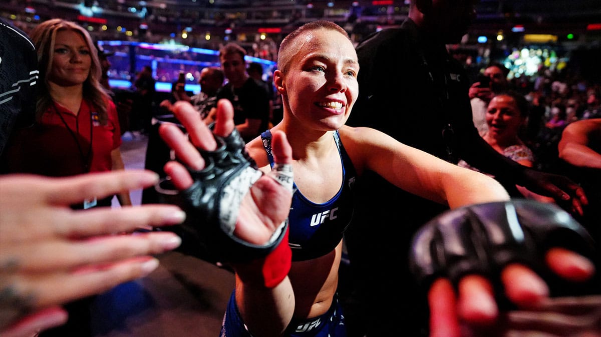 Rose Namajunas high fives fans