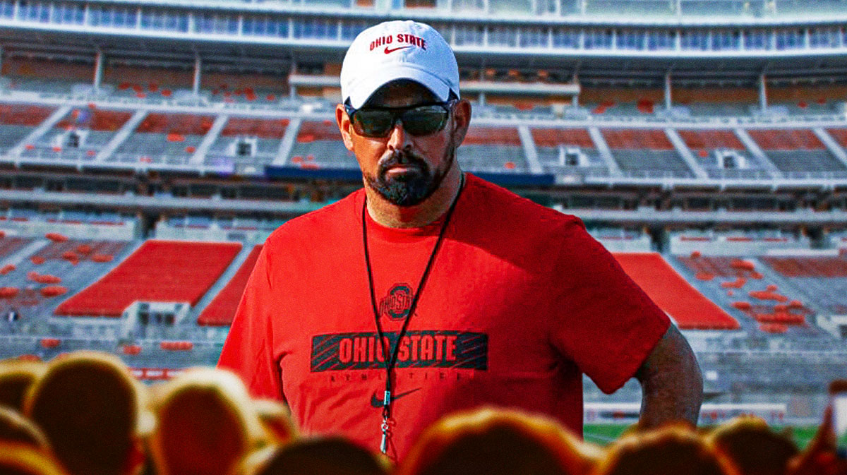Ohio State football, Buckeyes, Ryan Day, Ohio State NIL, Ohio State football roster, Ryan Day with Ohio State football stadium in the background