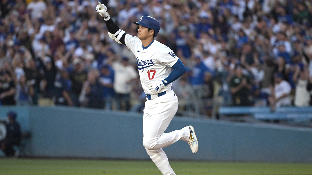 Aug 28, 2024; Los Angeles, California, USA; Los Angeles Dodgers designated hitter Shohei Ohtani (17) rounds the bases after hitting a solo home run in the first inning against the Baltimore Orioles at Dodger Stadium.