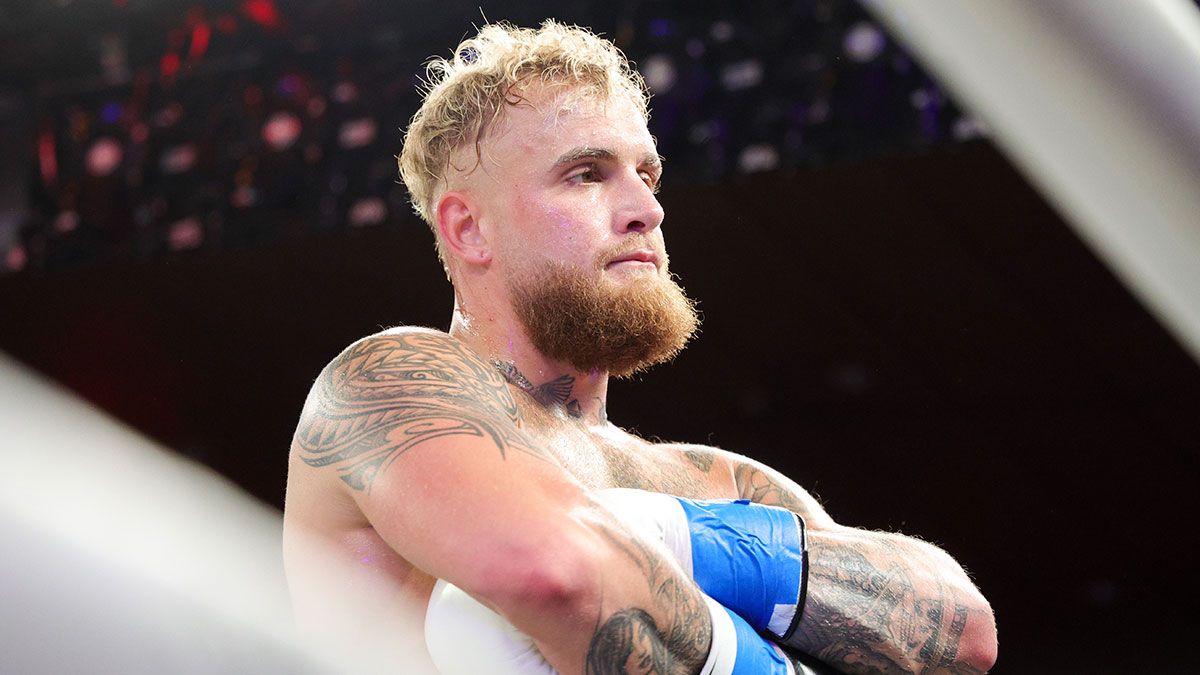 Cruiserweight boxer Jake Paul reacts after knocking out Andre August in the first round at Caribe Royale Orlando.