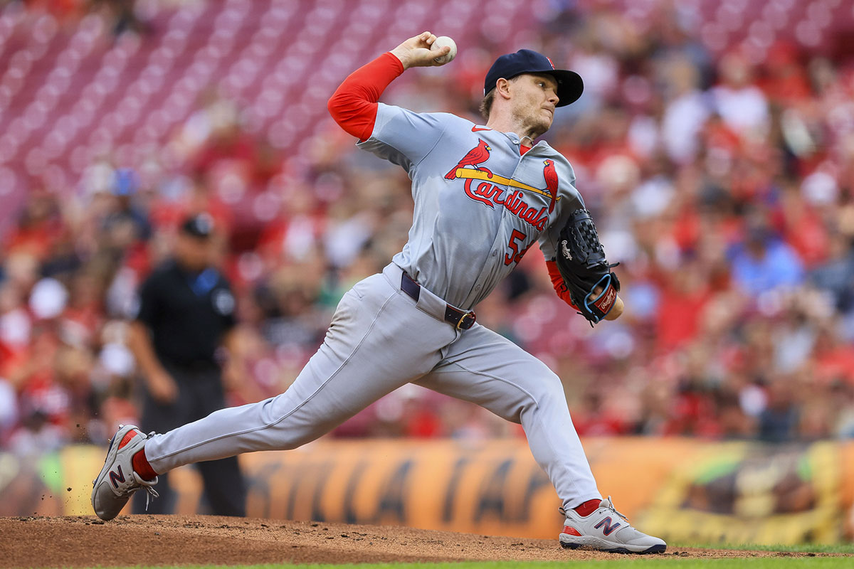 St. Louis Cardinals starting pitcher Sonny Gray (54) pitches against the Cincinnati Reds in the first inning at Great American Ball Park.