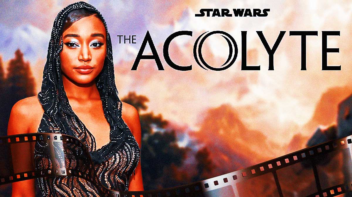 Amandla Stenberg and Star Wars: The Acolyte logo, which got canceled.