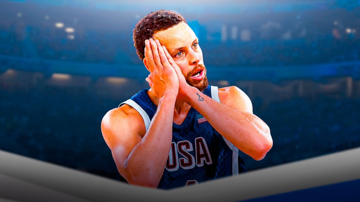 Stephen Curry doing the Night Night pose while wearing Team USA uniform