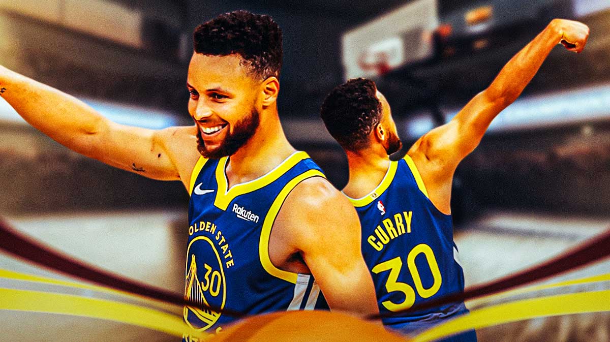 Stephen Curry with basketball background