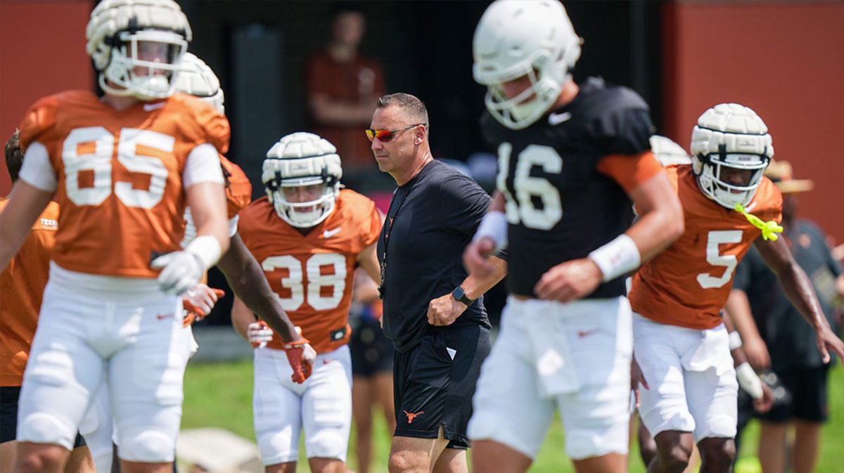 Texas Longhorns Head football coach Steve Sarkisian during the sixth day in full pads during fall football camp practice for the Texas Longhorns