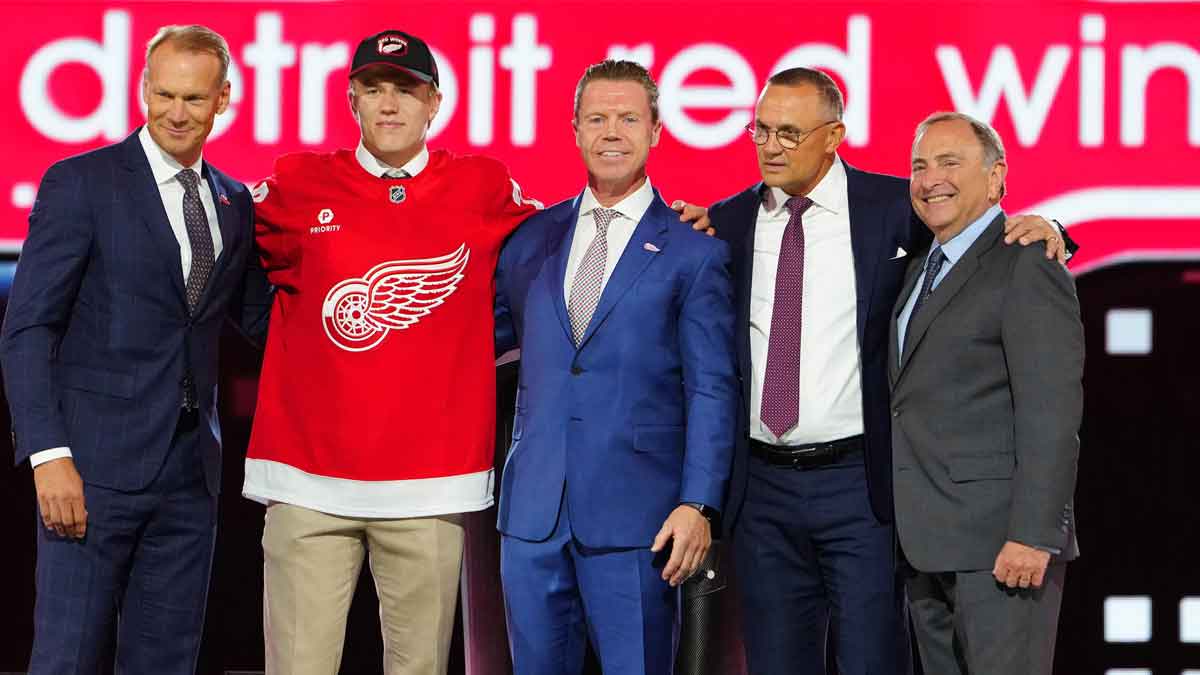 Michael Brandsegg-Nygard is selected by the Detroit Red Wings with the 15th overall pick in the first round of the 2024 NHL Draft at The Sphere.