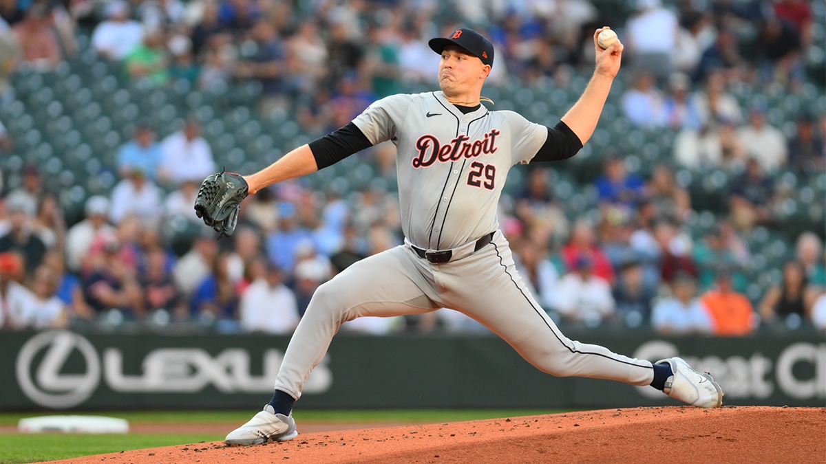 Detroit Tigers starting pitcher Tarik Skubal (29) pitches to the Seattle Mariners during the first inning at T-Mobile Park. 