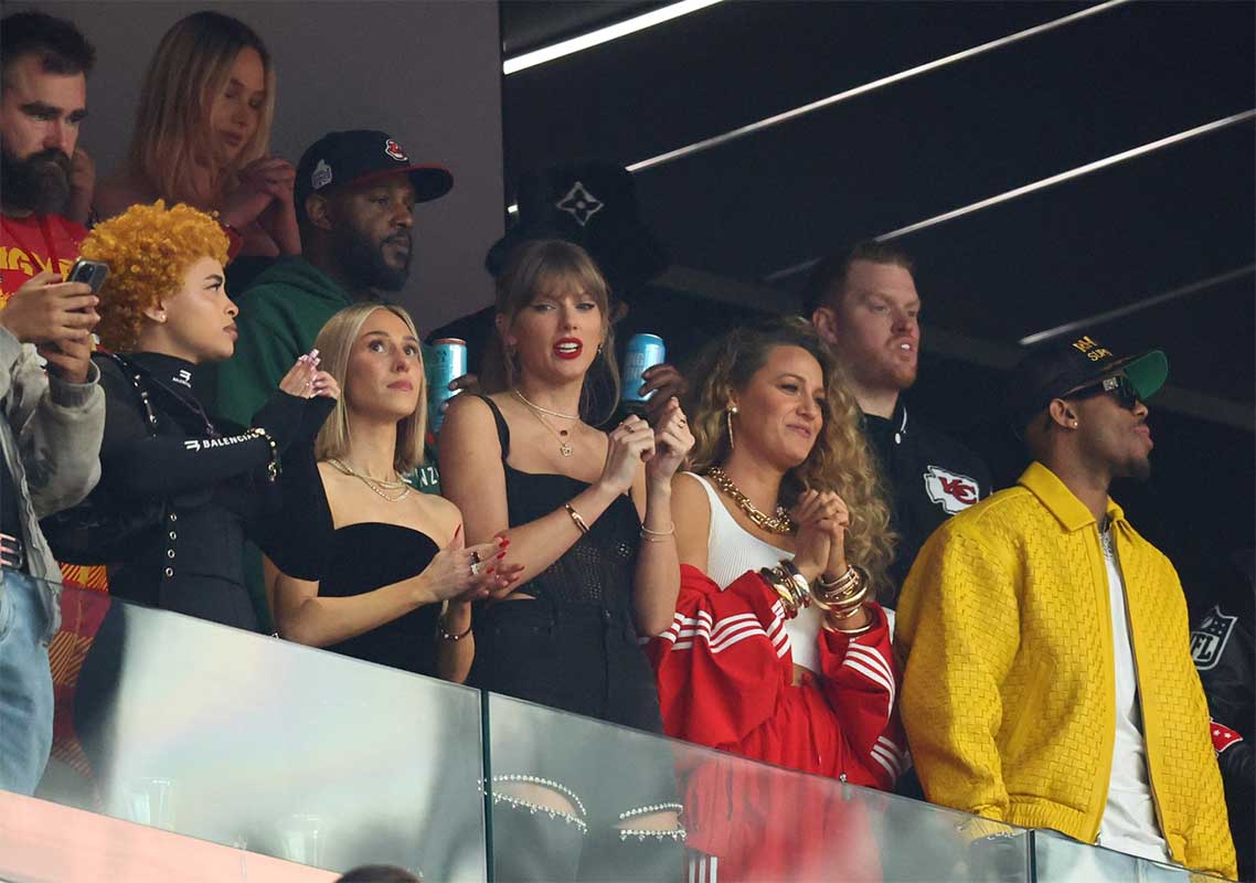 Taylor Swift and Blake Lively at Super Bowl LVIII on February 11, 2024.