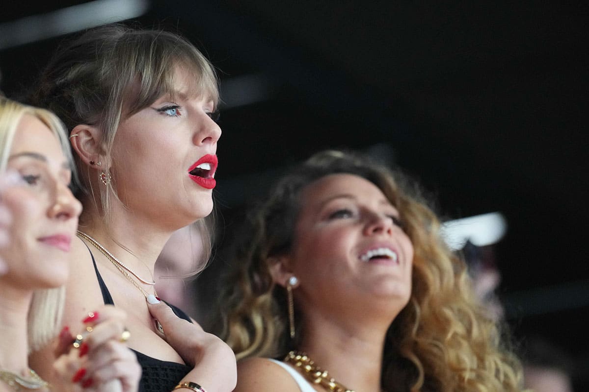 Taylor Swift and Blake Lively at Super Bowl LVIII.