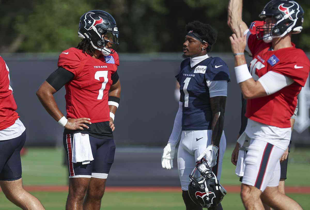 Texans quarterback room C.J. Stroud and Davis Mills