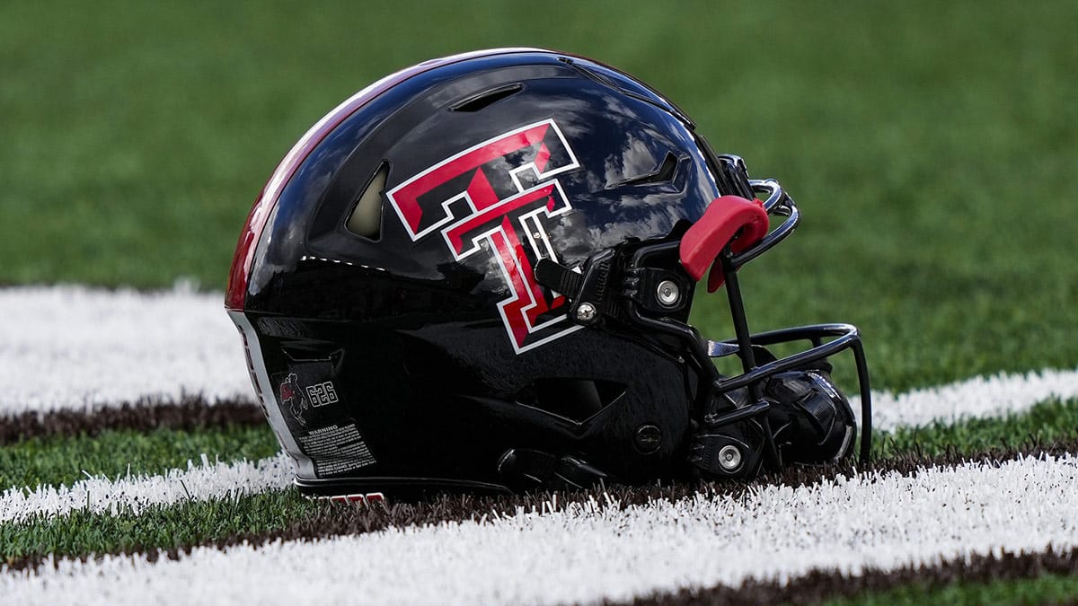 A general view of a Texas Tech Red Raiders helmet before game against the Wyoming Cowboys at Jonah Field at War Memorial Stadium.