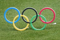 A detail view of the tee box on the 15th hole during the first round of menís stroke play during the Paris 2024 Olympic Summer Games at Le Golf National.