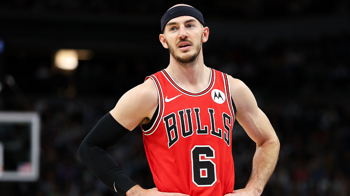 Chicago Bulls guard Alex Caruso (6) looks on during the first half against the Minnesota Timberwolves at Target Center.