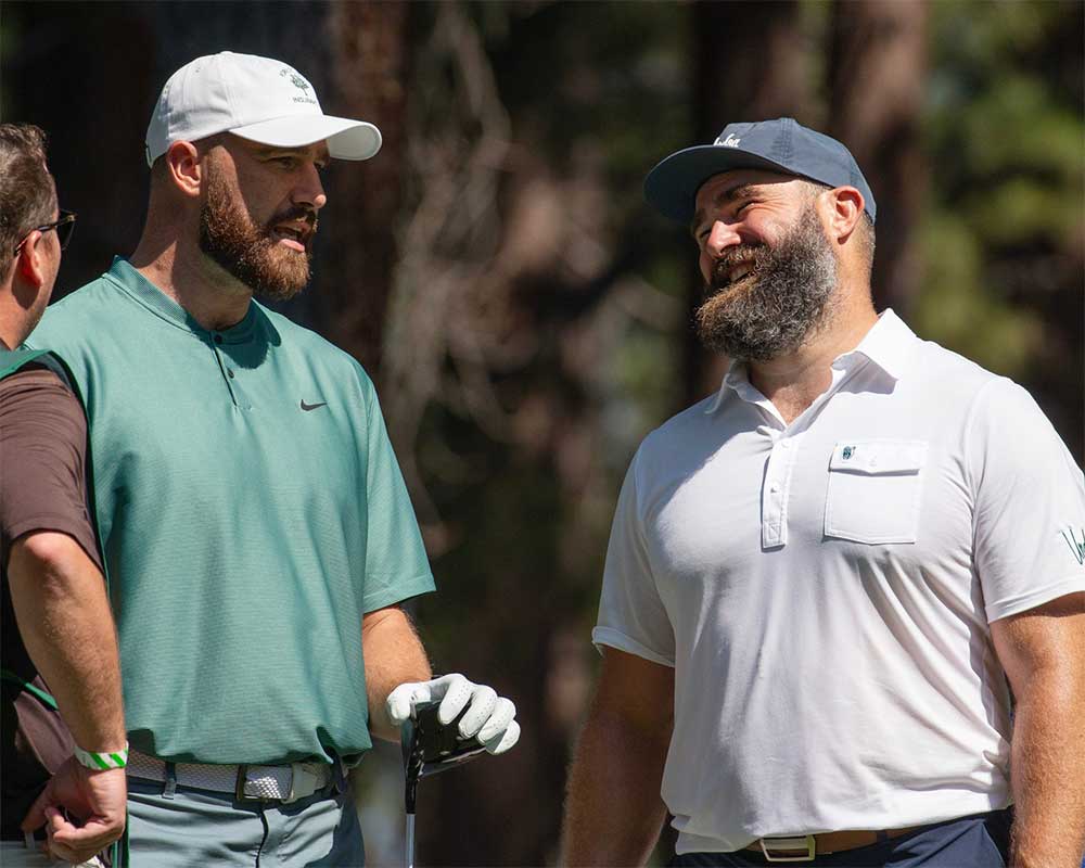 Travis, Jason Kelce at the American Century Celebrity Championship golf tournament on July 12, 2024.