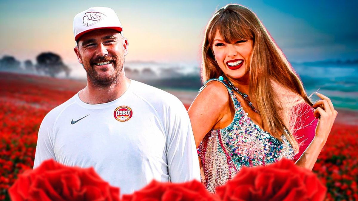 Kansas City Chiefs tight end Travis Kelce with Taylor Swift, who just wrapped the Eras Tour European leg in London, with $31,000 roses around them.