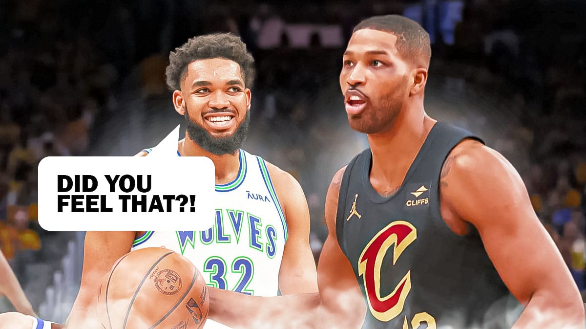 Karl-Anthony Towns asks Tristan Thompson "did you feel that?!"