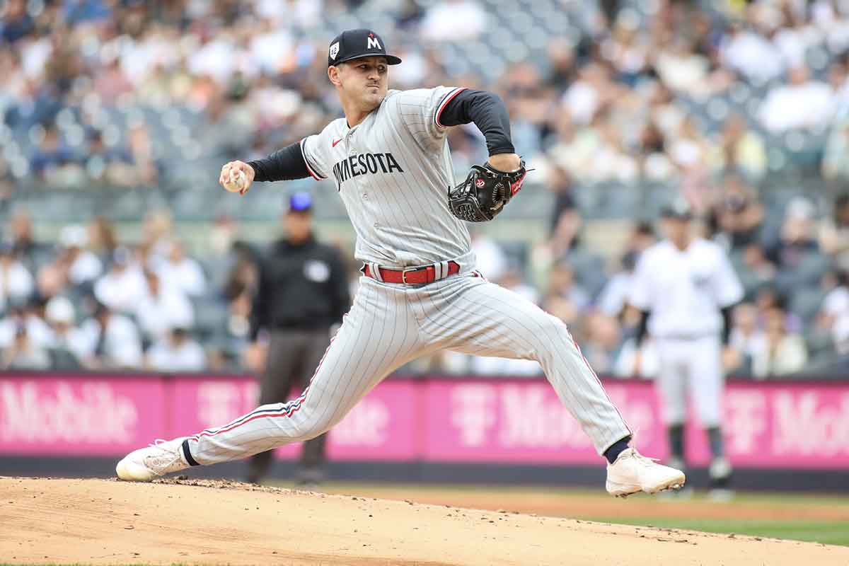 Minnesota Twins starting pitcher Tyler Mahle pitches in the first inning New York Yankees at Yankee Stadium.