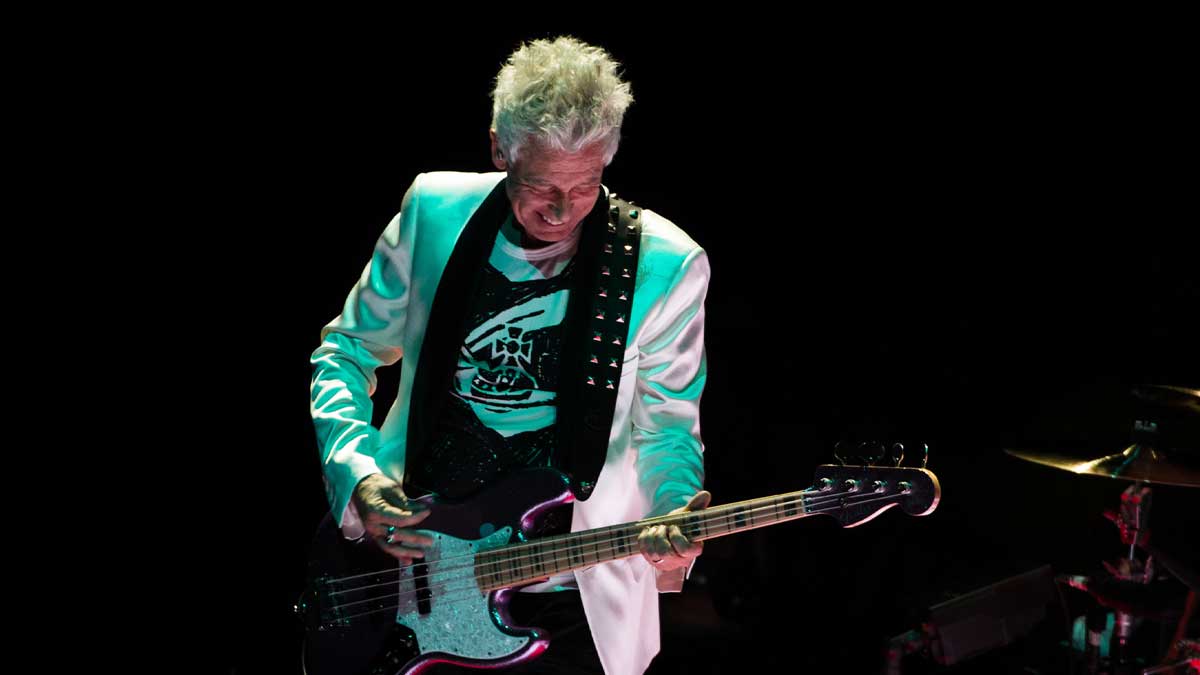 U2 bassist Adam Clayton performing on the Experience + Innocence Tour on June 13, 2018.