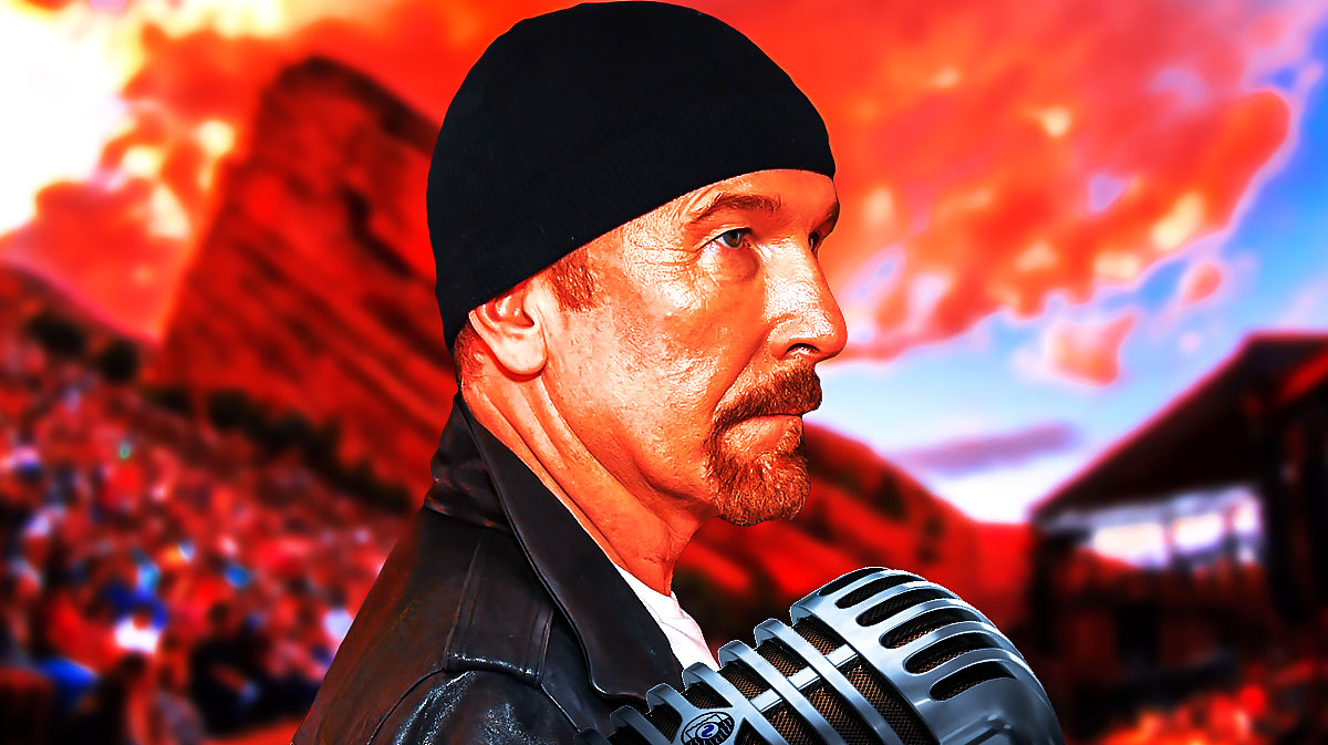 U2 guitarist The Edge at the Red Rocks Amphitheatre.