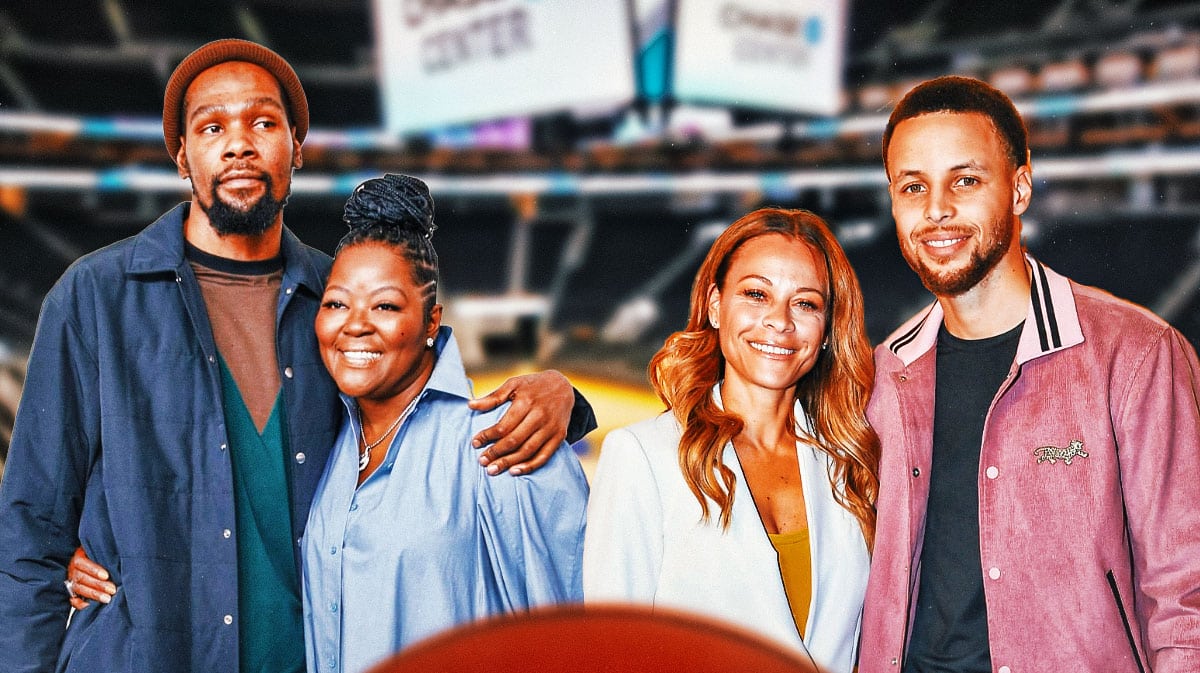 Kevin Durant and Wanda Durant, and Steph Curry and Sonya Curry.