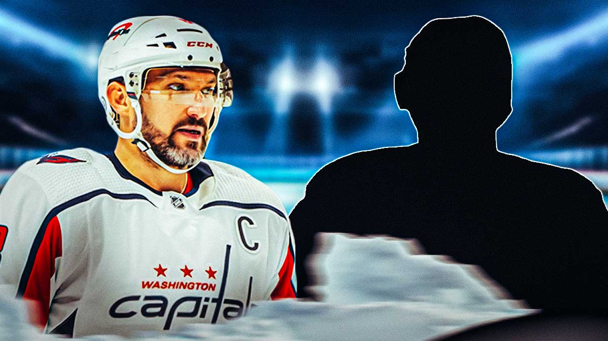 Alex Ovechkin next to silhouette of Jakub Vrana