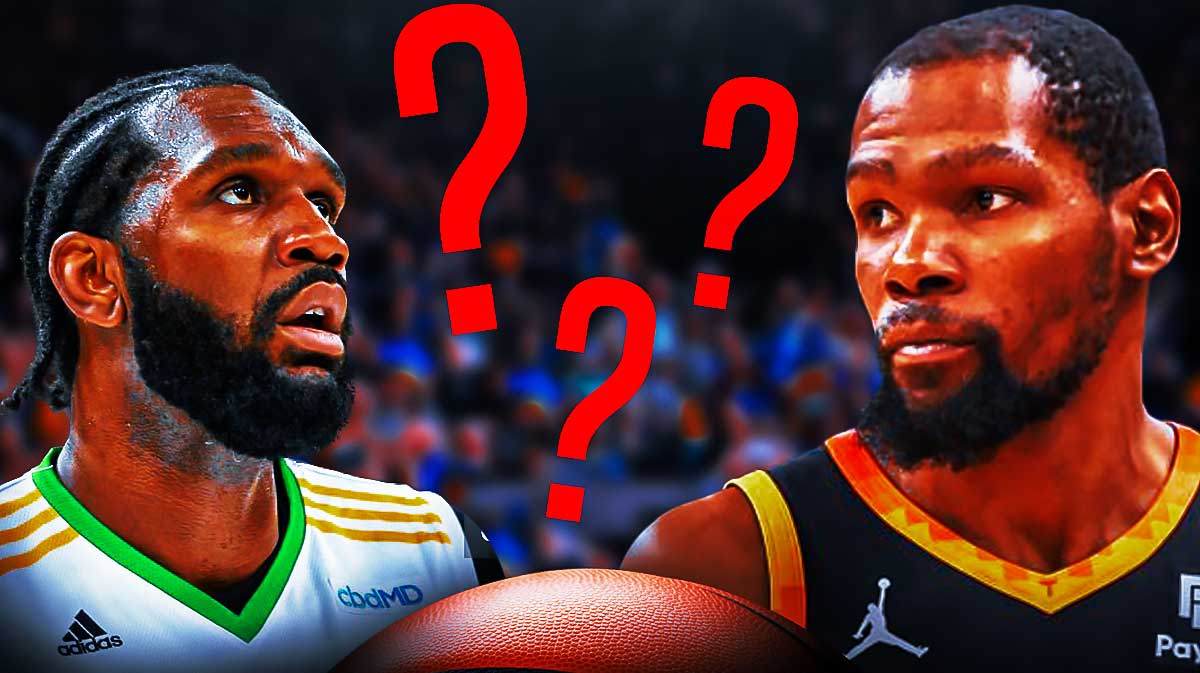 Greg Oden on one side, Kevin Durant on the other side, a bunch of question marks in the background