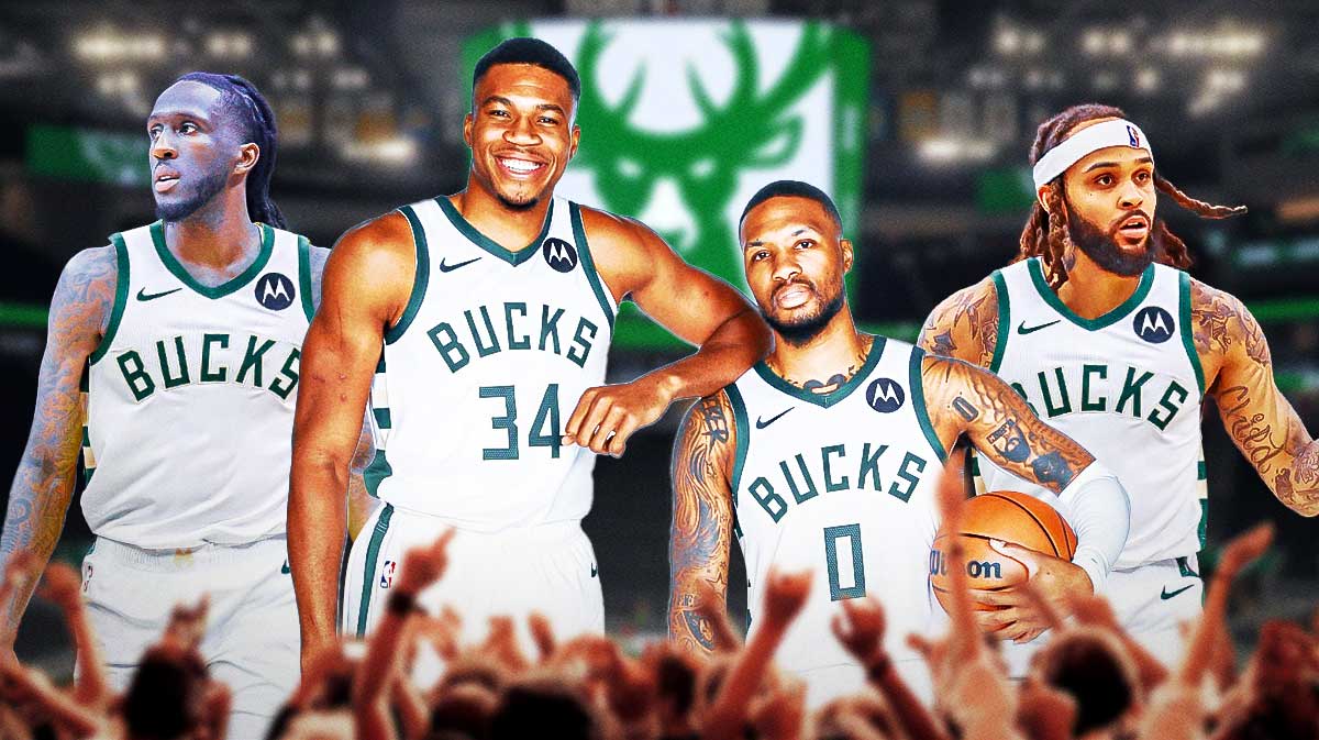 Bucks' Giannis Antetokounmpo, Damian Lillard, Taurean Prince and Gary Trent Jr.