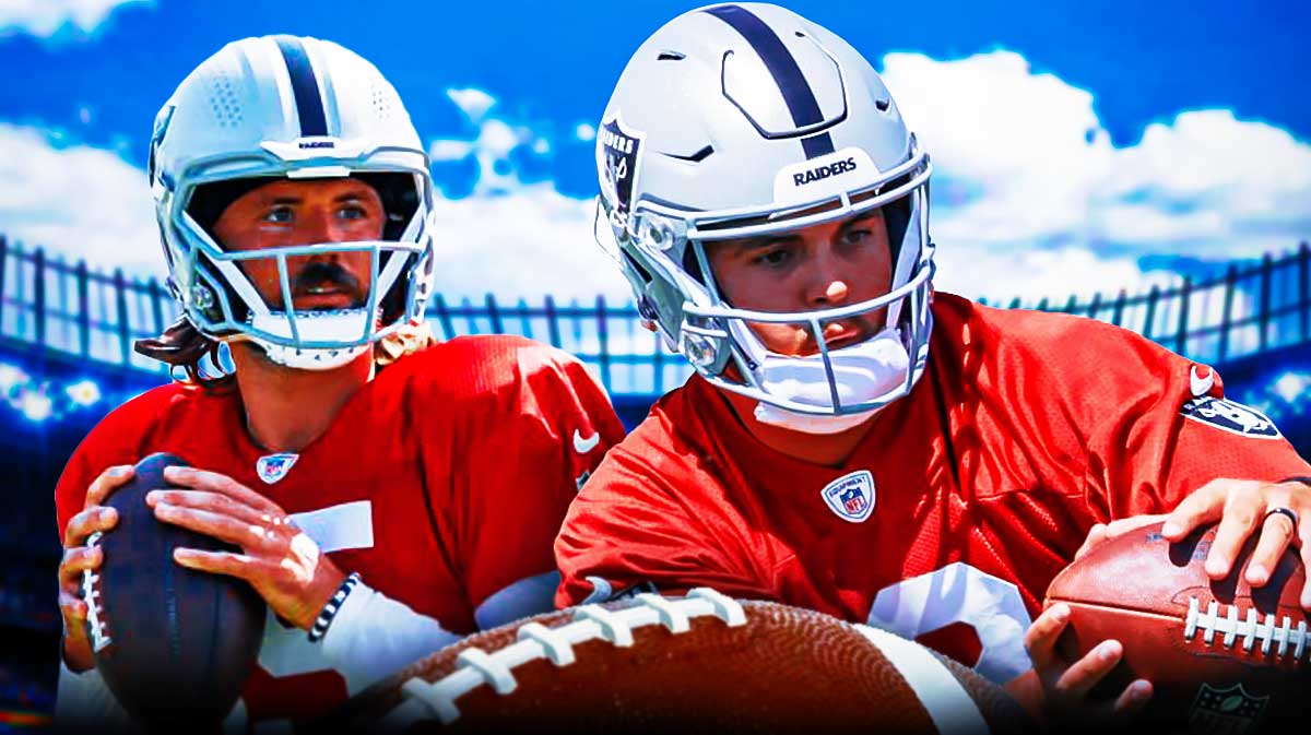 Gardner Minshew and Aidan O'Connell in Raiders jerseys