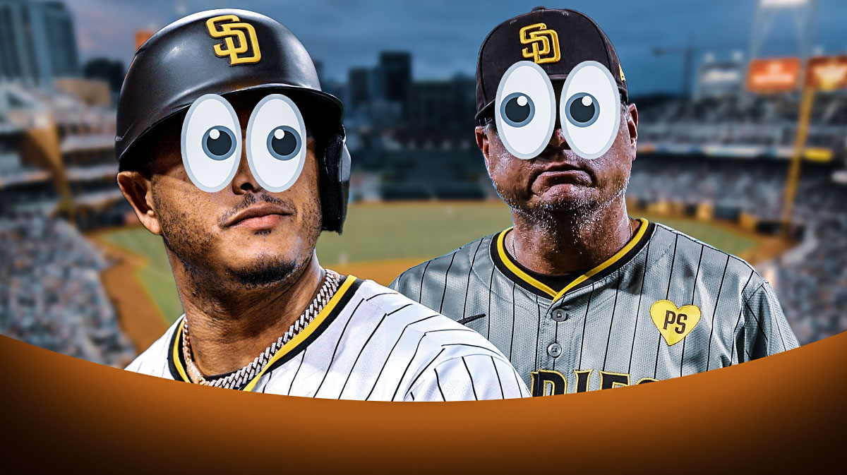 San Diego Padres manager Mike Shildt, player Manny Machado - both of them with 👀 on their face