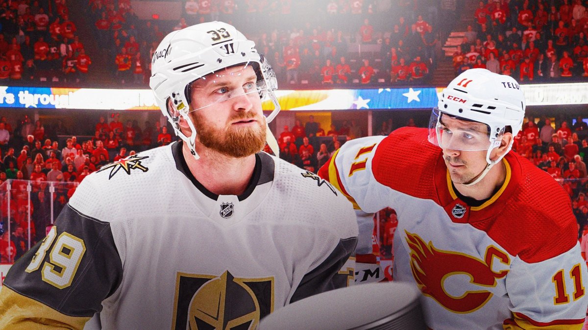 Anthony Mantha and Mikael Backlund inside the Saddledome