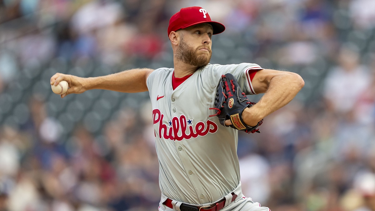 Philadelphia Phillies starting pitcher Zack Wheeler (45) delivers a pitch against the Minnesota Twins in the first inning at Target Field.