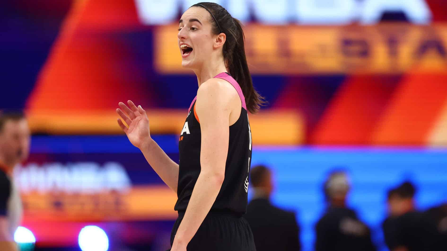 Team WNBA guard Caitlin Clark (22) against the USA Women's National Team during the 2024 WNBA All Star Game at Footprint Center