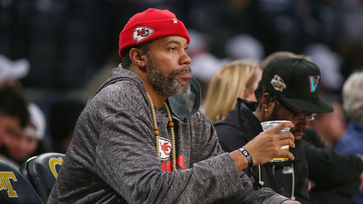 Former NBA player Rasheed Wallace watches a game between the Georgia Tech Yellow Jackets and Pittsburgh Panthers in the second half at McCamish Pavilion. 