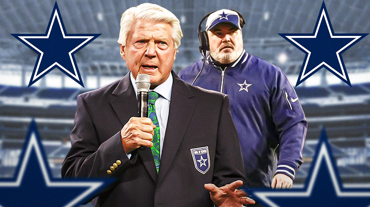 Jimmy Johnson next to Mike McCarthy at Cowboys stadium