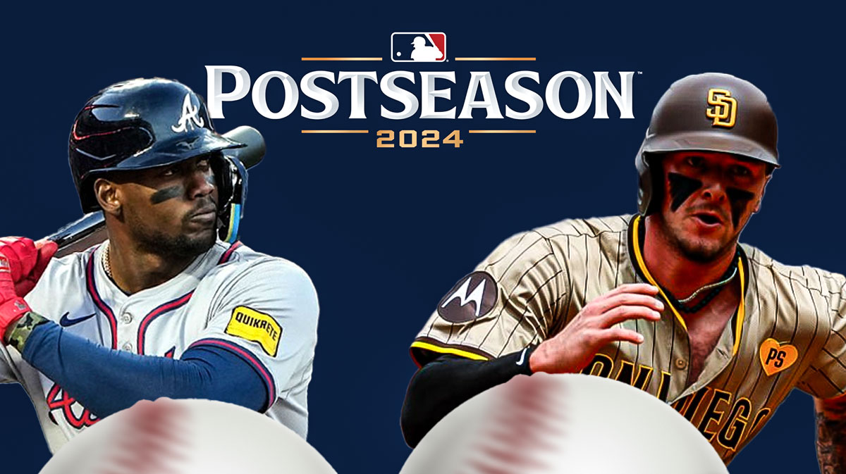 Atlanta Braves player Jorge Soler and San Diego Padres player Jackson Merrill - 2024 MLB postseason logo