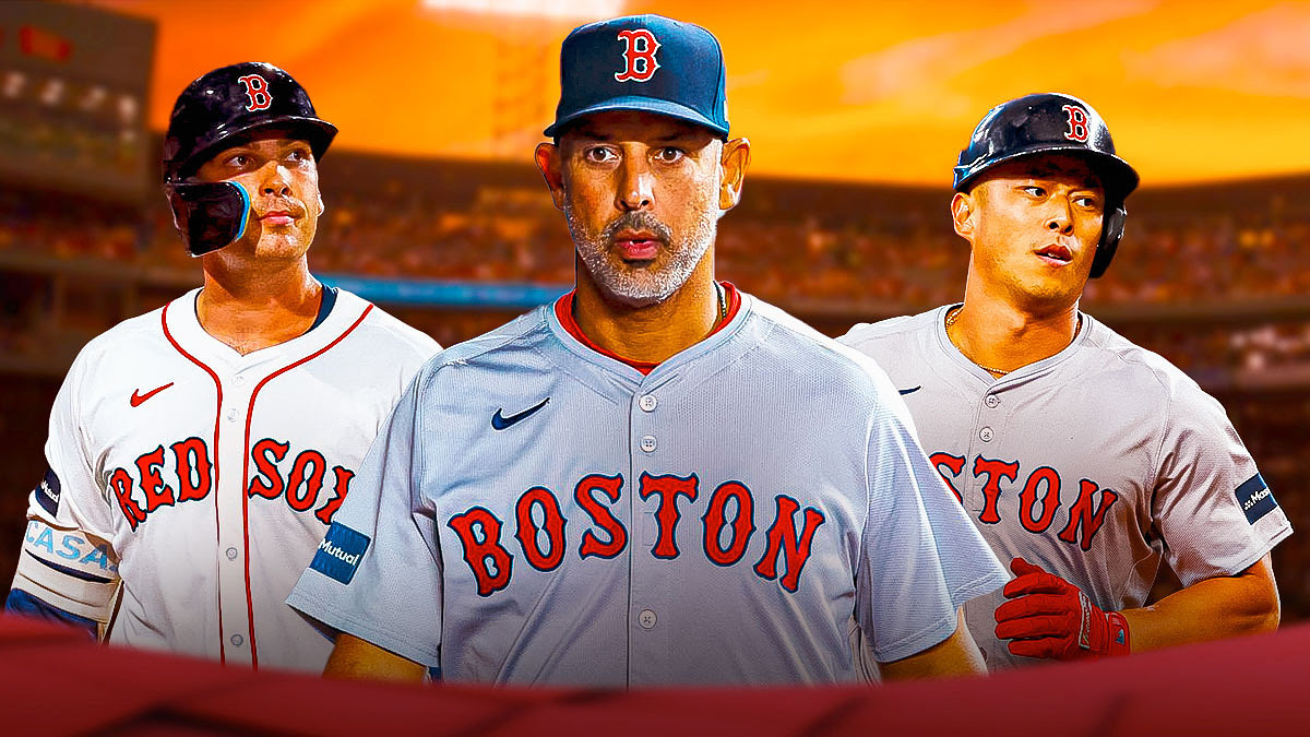 Alex Cora, Triston Casas and Rob Refsnyder