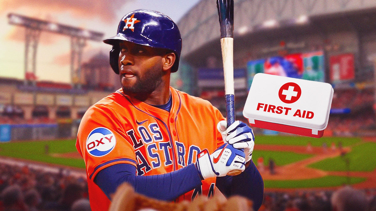 Yordan Alvarez with a first aid kit