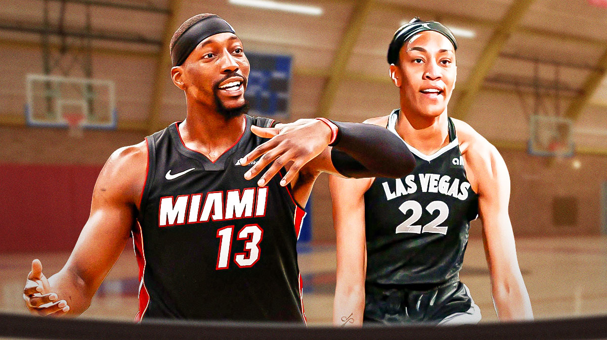Heat Bam Adebayo and Aces A'ja Wilson both in image smiling.
