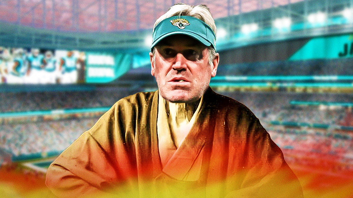 oug Pederson as a zen master with a Jaguars themed BG.