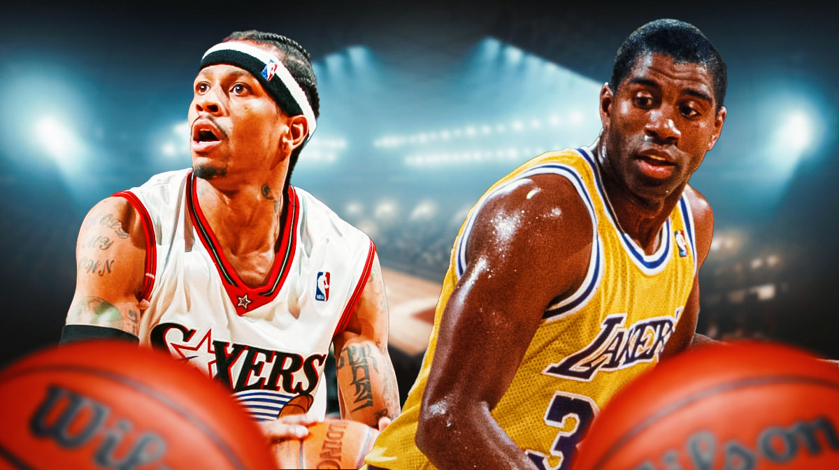 Allen Iverson and Magic Johnson during their playing days.