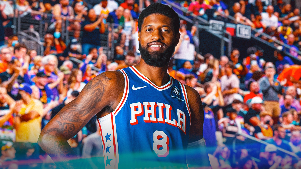 76ers' Paul George surrounded by excited fans