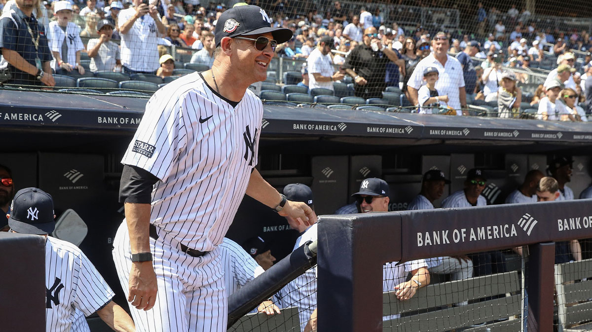 New York Yankees manager Aaron Boone (17) at Yankee Stadium.