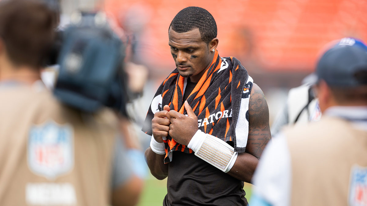 Cleveland Browns quarterback Deshaun Watson (4) after the game against the New York Giants at Huntington Bank Field.