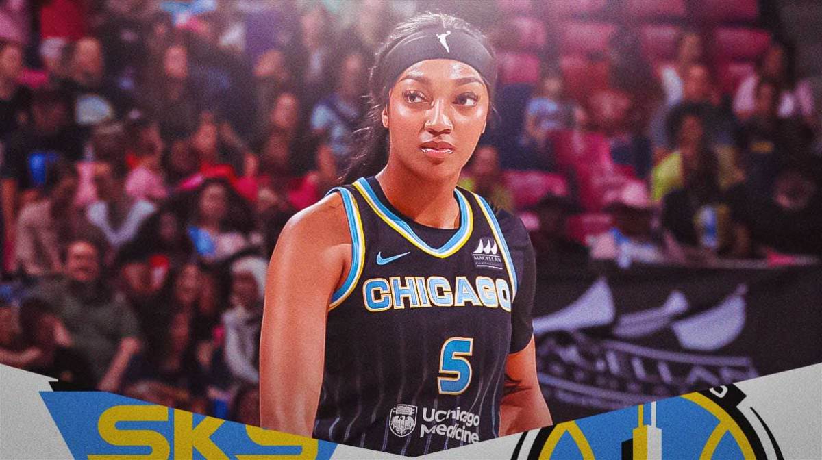 Sky's Angel Reese looks at Lynx fans, Kamilla Cardoso in background