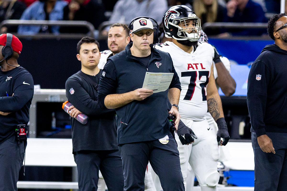 Atlanta Falcons head coach Arthur Smith looks on against the New Orleans Saints during the second half at Caesars Superdome.