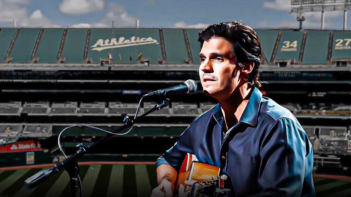 Athletics legend Barry Zito singing a song at Oakland Coliseum