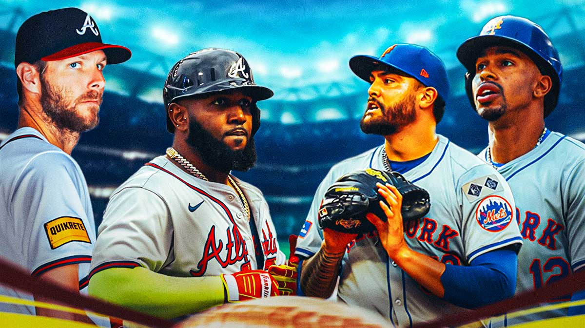 Chris Sale and Marcell Ozuna on one side, Francisco Lindor and Sean Manaea on the other side