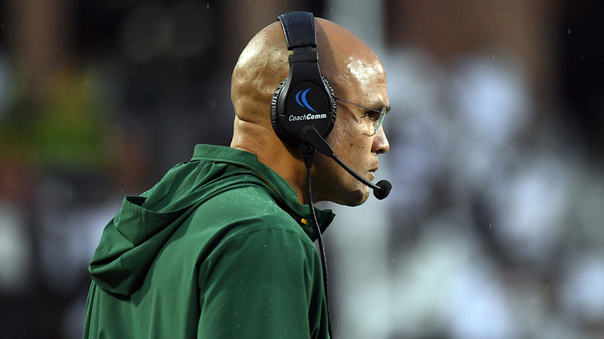 Baylor Bears head coach Dave Aranda looks on from the sideline during the first half against the Colorado Buffaloes at Folsom Field.