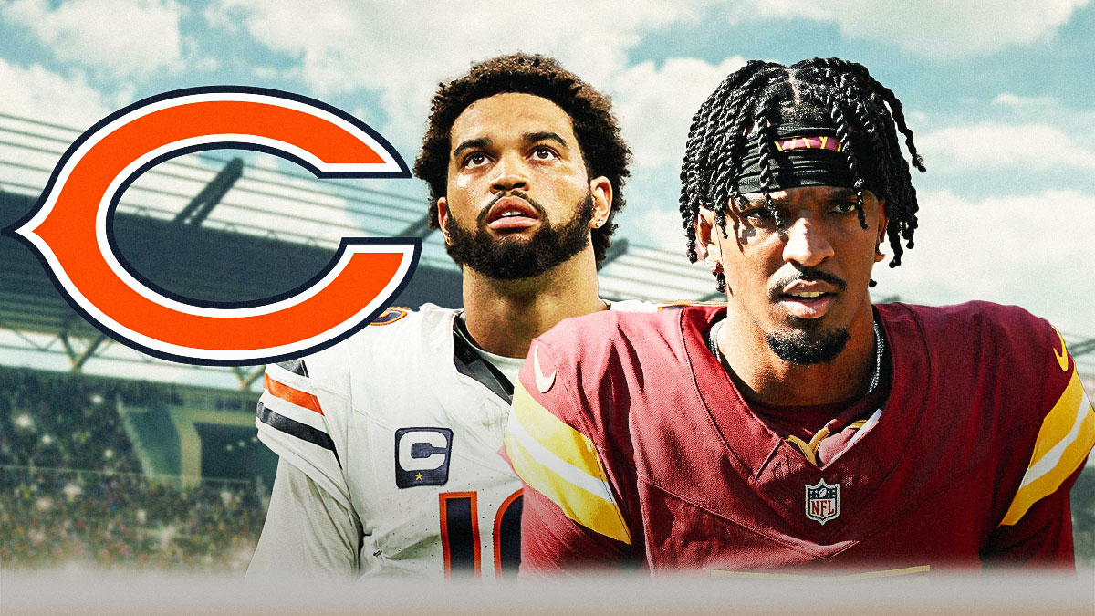 Bears' Caleb Williams next to Commanders' Jayden Daniels